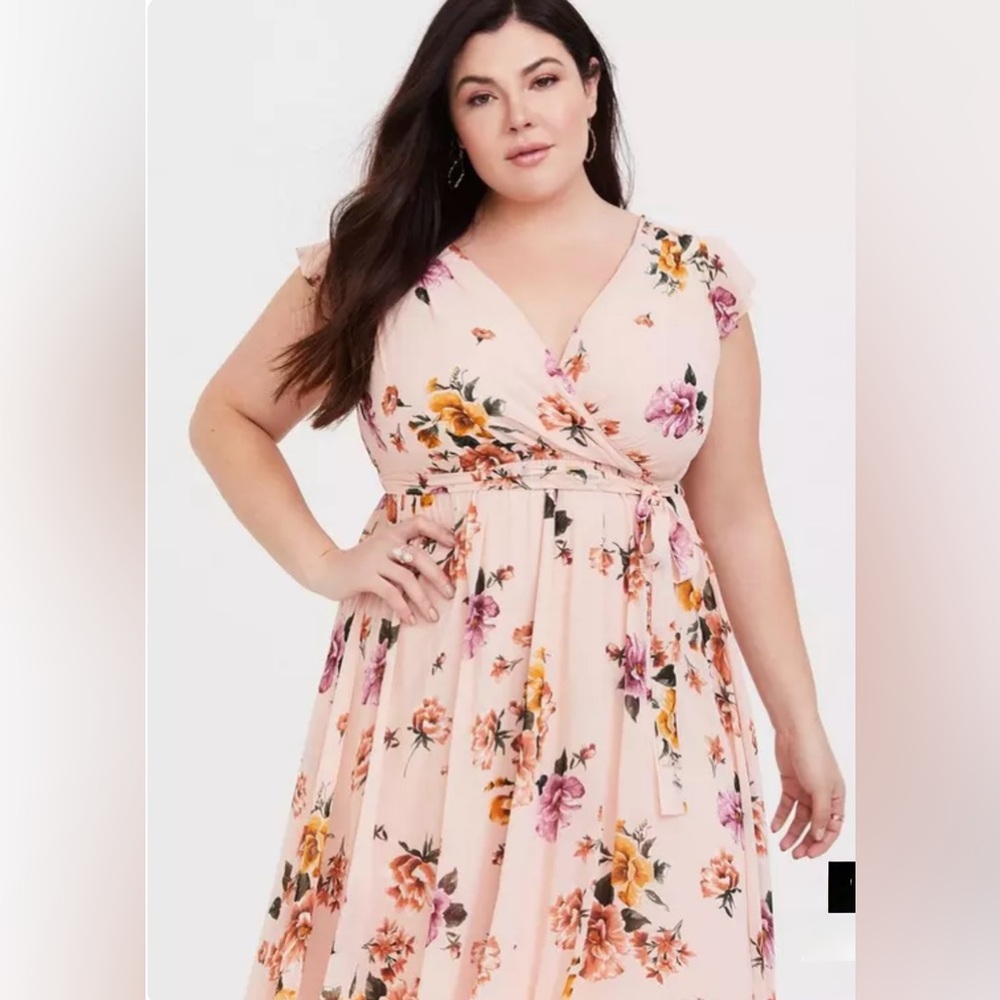 Torrid Pink Floral High Low Dress - Picture 4 of 8